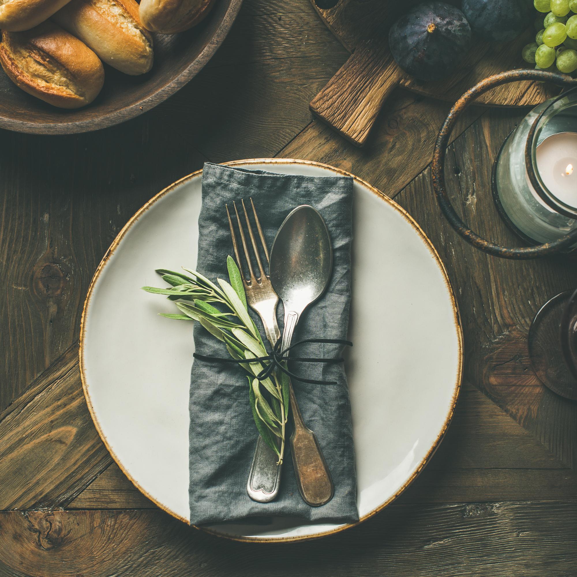 Sample plated menu on rustic table